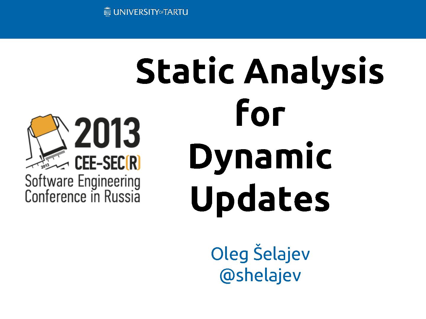 Файл:Static Analysis for Dynamic Updates (Евгений Кабанов, SECR-2013).pdf